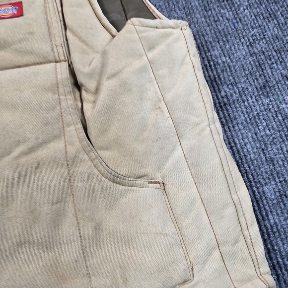 VTG Dickies Vest Mens XL Beige Canvas Quilted Lined Full Zip Insulated Workwear - Picture 9 of 12